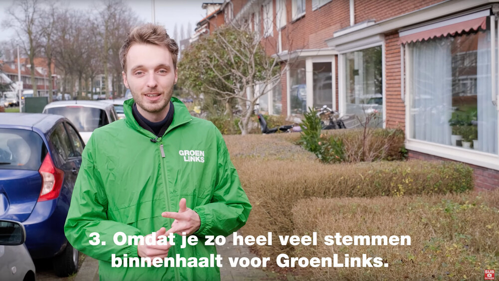 Sam van GroenLinks geeft uitleg over huis-aan-huis campagne voeren