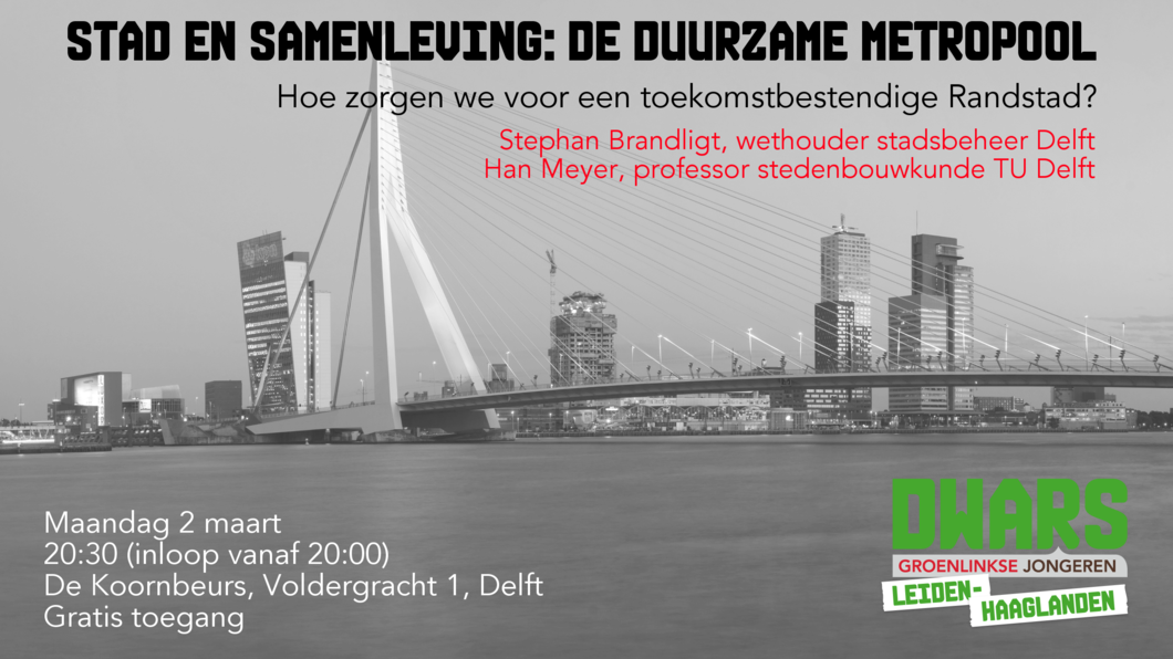 Poster Thema-avond "Stad en Samenleving" Dwars Leiden-Haaglanden